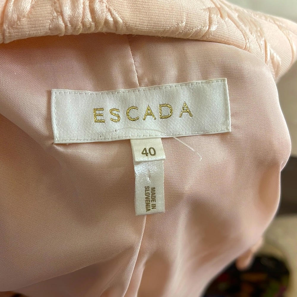 Blazer, shirt and skirt set. Light pink, with diamond colored front buttons.